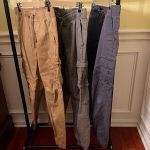No Boundaries Men's Cargo Pants - Khaki, Charcoal, Slate Bundle